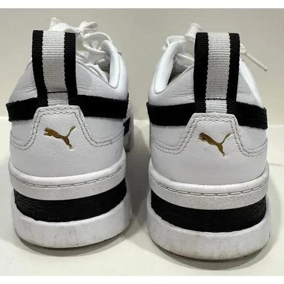PUMA Mayze Leather Platform White Sneakers Retro Streetwear Size W7.5 - Picture 5 of 8